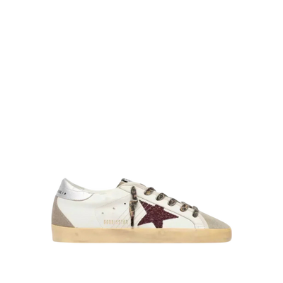 White / Burgundy Glitter